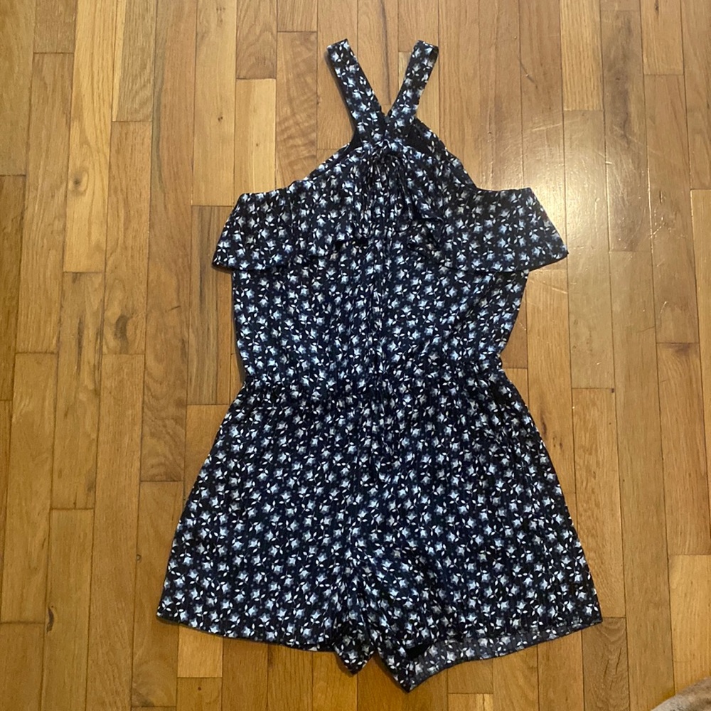 LOFT black and white sleeveless high neck romper